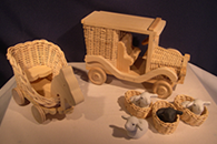 Horse cart,x14cm, wood-rattan